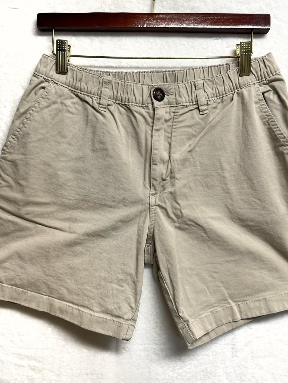 Chubbies The Staples 5.5” Elastic Waist Tan Brown Twill Chino Shorts Size Medium